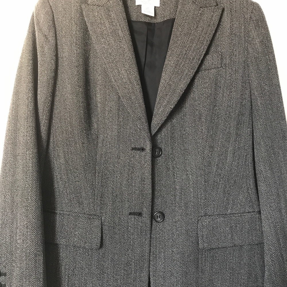 Anne Taylor Loft herringbone gray & black blazer